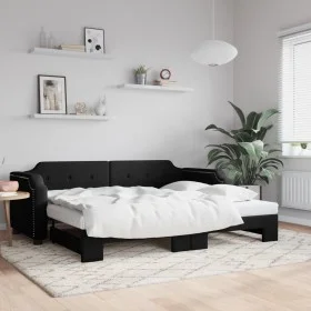Trundle sofa bed black fabric 90x190 cm by vidaXL, Beds and slatted bases - Ref: Foro24-3197646, Price: 247,70 €, Discount: %