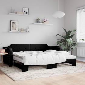 Sofá cama nido con colchón tela negro 100x200 cm