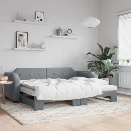 Trundle sofa bed with light gray fabric mattress 80x200 cm by vidaXL, Beds and slatted bases - Ref: Foro24-3197647, Price: 42...