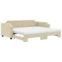 Trundle sofa bed with cream fabric mattress 90x200 cm by vidaXL, Beds and slatted bases - Ref: Foro24-3197656, Price: 457,76 ...
