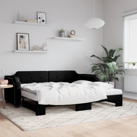 Sofá cama nido con colchón tela negro 90x190 cm
