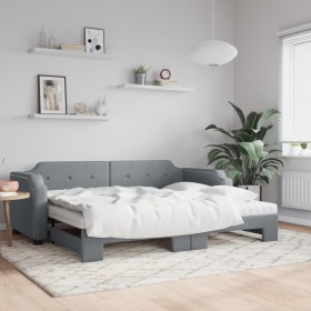 Trundle sofa bed with light gray fabric mattress 90x190 cm by vidaXL, Beds and slatted bases - Ref: Foro24-3197662, Price: 41...