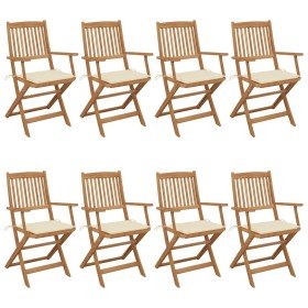 Sillas de jardín plegables 8 uds madera maciza acacia y cojines