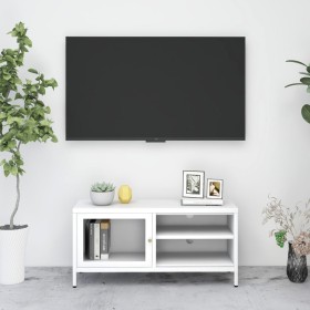 Mueble para el televisor acero y vidrio blanco 90x30x44 cm de vidaXL, Muebles TV - Ref: Foro24-336056, Precio: 77,19 €, Descu...