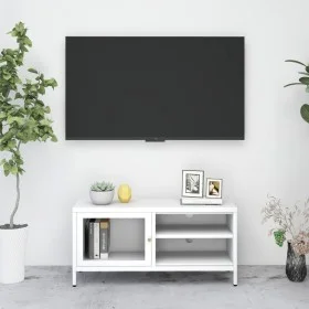 Steel and white glass TV cabinet 90x30x44 cm by vidaXL, TV Furniture - Ref: Foro24-336056, Price: 76,51 €, Discount: %