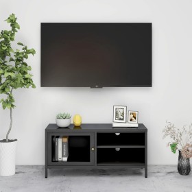 Mueble para TV acero y vidrio gris antracita 90x30x44 cm