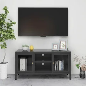 Steel and anthracite gray glass TV cabinet 105x35x52 cm by vidaXL, TV Furniture - Ref: Foro24-336060, Price: 93,78 €, Discoun...