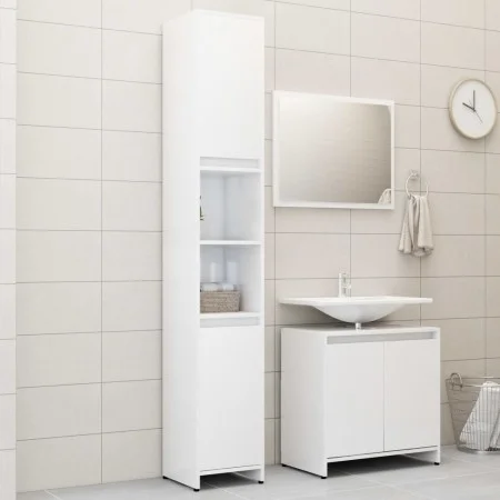 Juego de muebles de baño 3 pzas madera ingeniería blanco brillo de vidaXL, Muebles de baño - Ref: Foro24-3056940, Precio: 144...