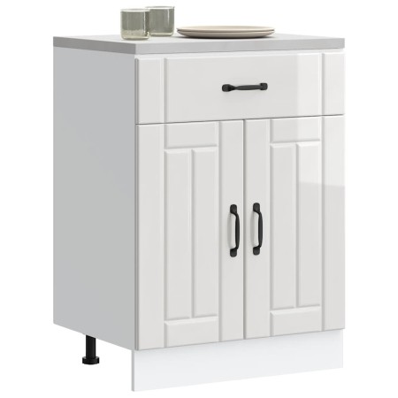 Mueble bajo de cocina Lucca blanca de alto brillo