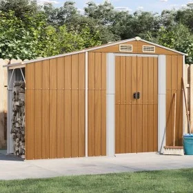 Cobertizo de jardín acero galvanizado marrón 277x93x179 cm de vidaXL, Cobertizos - Ref: Foro24-364522, Precio: 266,76 €, Desc...