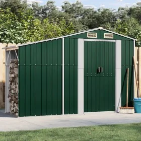 Grüner Gartenschuppen aus verzinktem Stahl, 277 x 93 x 179 cm von vidaXL, Schuppen - Ref: Foro24-364514, Preis: 251,26 €, Rab...