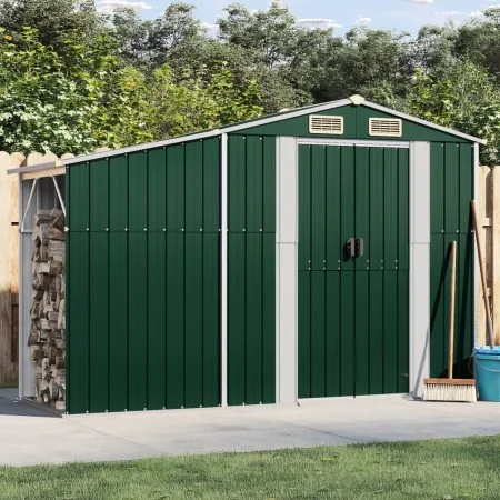 Cobertizo de jardín acero galvanizado verde 277x93x179 cm de vidaXL, Cobertizos - Ref: Foro24-364514, Precio: 251,26 €, Descu...
