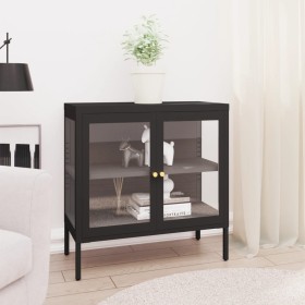 Black steel and glass sideboard 70x35x70 cm by vidaXL, Sideboards - Ref: Foro24-336064, Price: 152,70 €, Discount: %