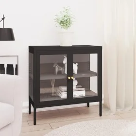 Sideboard aus schwarzem Stahl und Glas, 70 x 35 x 70 cm von vidaXL, Sideboards - Ref: Foro24-336064, Preis: 150,37 €, Rabatt: %