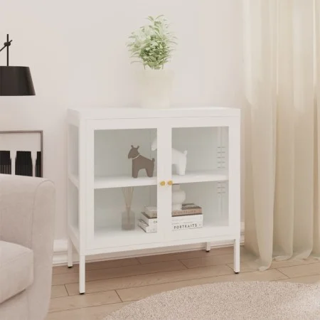 Sideboard aus Stahl und weißem Glas 70x35x70 cm von vidaXL, Sideboards - Ref: Foro24-336065, Preis: 145,08 €, Rabatt: %