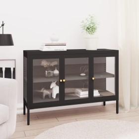 Steel and black glass sideboard 105x35x70 cm by vidaXL, Sideboards - Ref: Foro24-336067, Price: 255,79 €, Discount: %