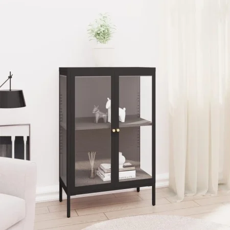 Black steel and glass sideboard 75x35x105 cm by vidaXL, Sideboards - Ref: Foro24-336070, Price: 179,62 €, Discount: %