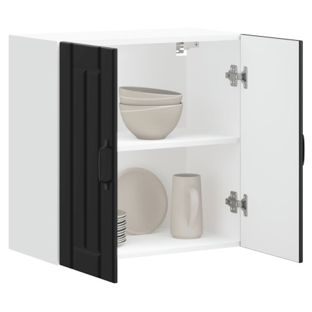 Armario de pared de cocina Lucca madera ingeniería negra