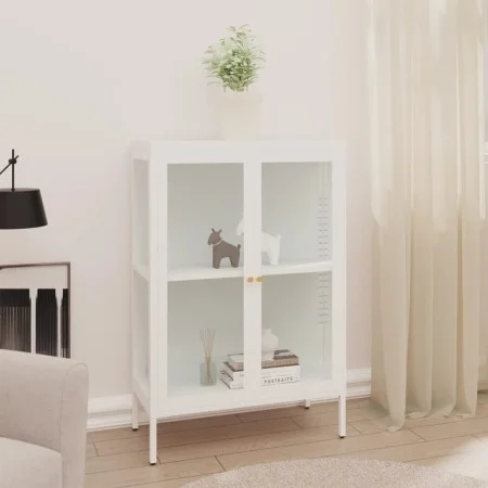 Steel and white glass sideboard 75x35x105 cm by vidaXL, Sideboards - Ref: Foro24-336071, Price: 178,08 €, Discount: %