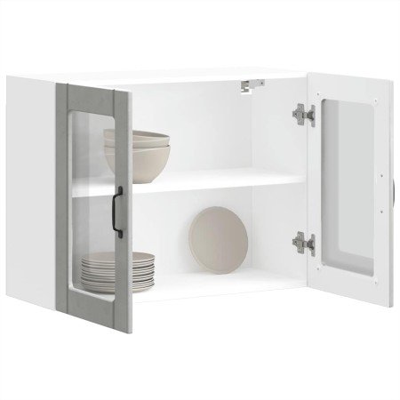 Armario pared cocina puerta de cristal Lucca gris hormigón en Armarios de cocina | Comprar online en Foro24