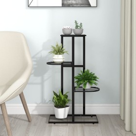 Black metal 4-tier flower stand 43x22x76 cm by vidaXL, Pot stands - Ref: Foro24-336108, Price: 36,36 €, Discount: %