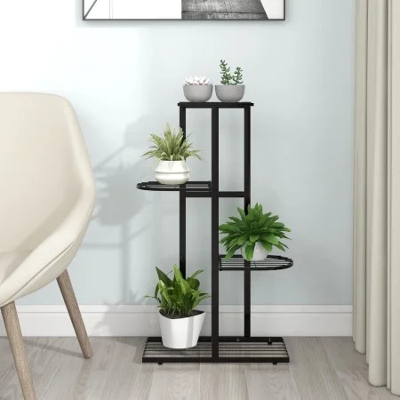 Blumenständer aus schwarzem Metall mit 4 Regalen 43x22x76 cm von vidaXL, Topfständer - Ref: Foro24-336108, Preis: 35,49 €, Ra...