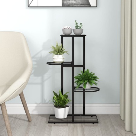Soporte de flores de 4 estantes de metal negro 43x22x76 cm de vidaXL, Soportes para macetas - Ref: Foro24-336108, Precio: 35,...