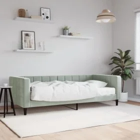 Sofa bed with light gray velvet mattress 90x190 cm by vidaXL, Beds and slatted bases - Ref: Foro24-3196680, Price: 304,17 €, ...