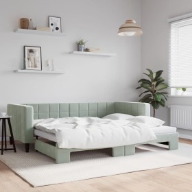 Ausziehbares Schlafsofa aus hellgrauem Samt, 90 x 190 cm von vidaXL, Betten und Lattenroste - Ref: Foro24-3196704, Preis: 249...