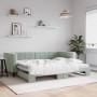 Sofá cama nido terciopelo gris claro 90x190 cm de vidaXL, Camas y somieres - Ref: Foro24-3196704, Precio: 252,67 €