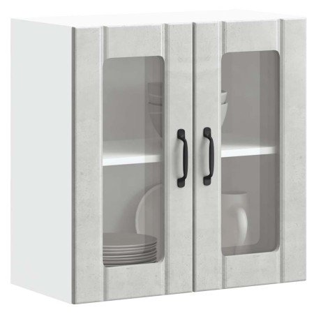 Armario pared cocina puerta de cristal Lucca gris hormigón en Armarios de cocina | Comprar online en Foro24