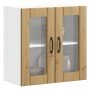 Armario de cocina de pared con puerta de cristal "Lucca" de, roble artesanal, madera de ingeniería en Armarios de cocina | Compr