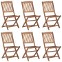 Sillas de jardín plegables 6 uds y cojines madera maciza acacia