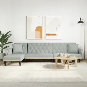 L-shaped sofa bed light gray velvet 271x140x70 cm by vidaXL, Sofas - Ref: Foro24-3157276, Price: 438,31 €, Discount: %