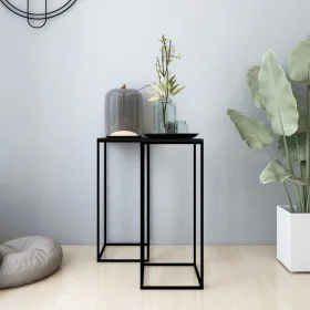 Black steel side tables 2 units by vidaXL, Coffee table - Ref: Foro24-336128, Price: 61,76 €, Discount: %