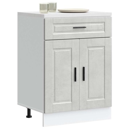 Mueble bajo de cocina porto gris cemento madera reconstituida