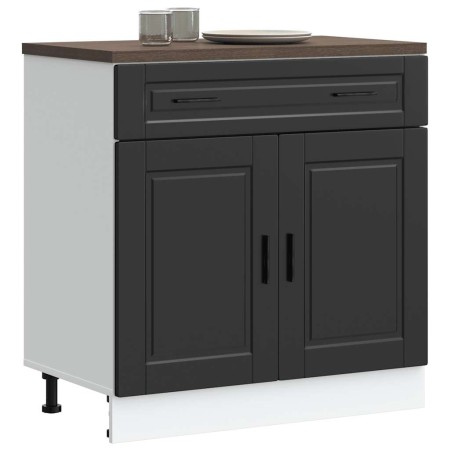 Mueble bajo de cocina Porto madera contrachapada negro