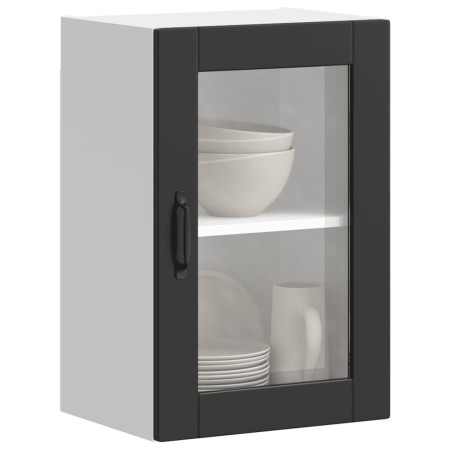 Armario de pared para cocina con puerta de cristal Porto negro