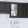 Armario de pared para cocina con puerta de cristal Porto negro