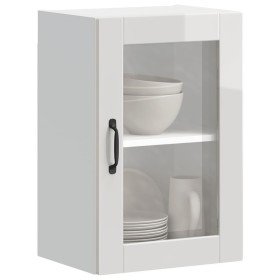 Armario pared para cocina puerta cristal Porto blanco brillante
