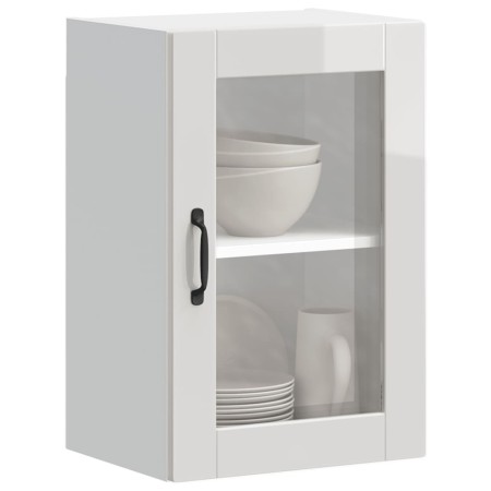 Armario pared para cocina puerta cristal Porto blanco brillante
