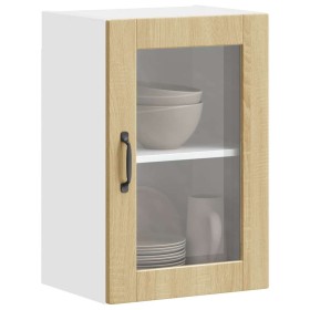 Armario de pared para cocina puerta cristal Porto roble sonoma