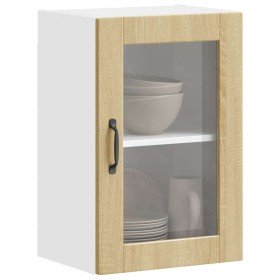 Armario de pared para cocina puerta cristal Porto roble sonoma