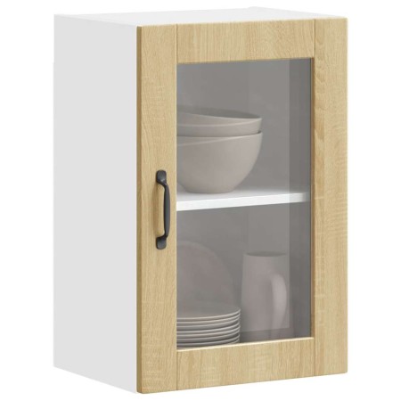 Armario de pared para cocina puerta cristal Porto roble sonoma
