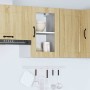 Armario de pared para cocina puerta cristal Porto roble sonoma