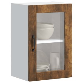 Armario de pared para cocina puerta cristal Porto roble ahumado