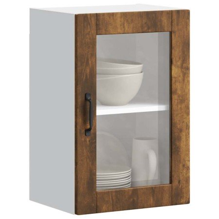 Armario de pared para cocina puerta cristal Porto roble ahumado en Armarios de cocina | Comprar online en Foro24
