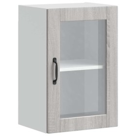 Armario de pared para cocina puerta cristal Porto gris sonoma