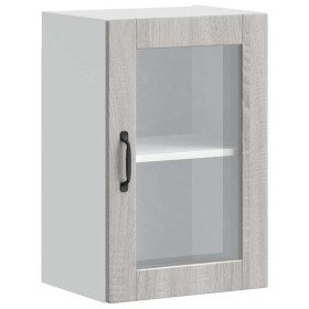 Armario de pared para cocina puerta cristal Porto gris sonoma