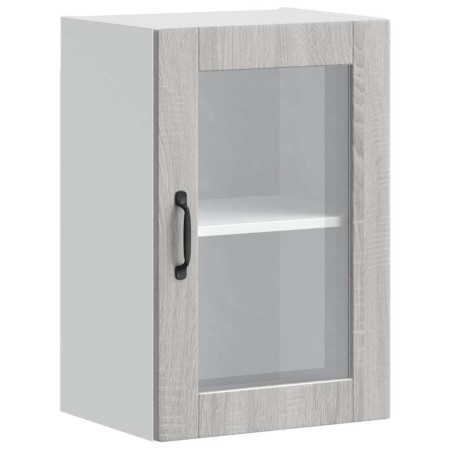 Armario de pared para cocina puerta cristal Porto gris sonoma